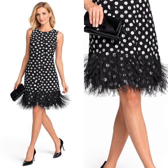 Parker Dresses & Skirts - ElegantPolka Dot Sequin Mini Dress with Feather Hem – Party Cocktail
